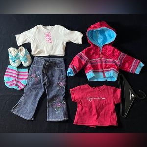 2006 American Girl Doll Ready for Fun Outfit Embroidered Jeans Shoes bonus shirt